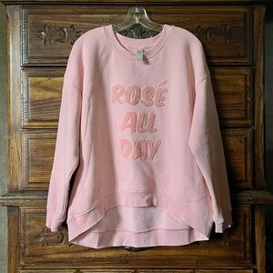 GreenTea “Rosé All Day” Pink Sweatshirt